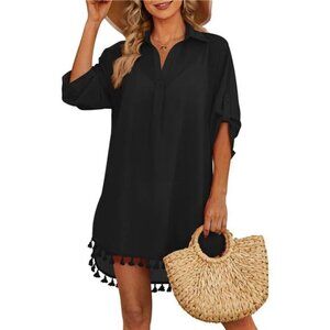 Boho Tassel Swimsuit Cover-Up Shirt Chiffon Beach Bikini Dress